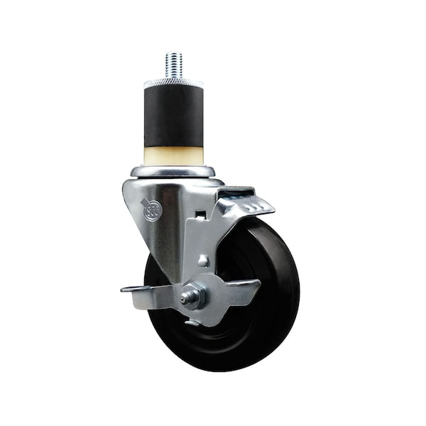 4'' SS Hard Rubber Swivel 1-7/8'' Expanding Stem Caster with Brake